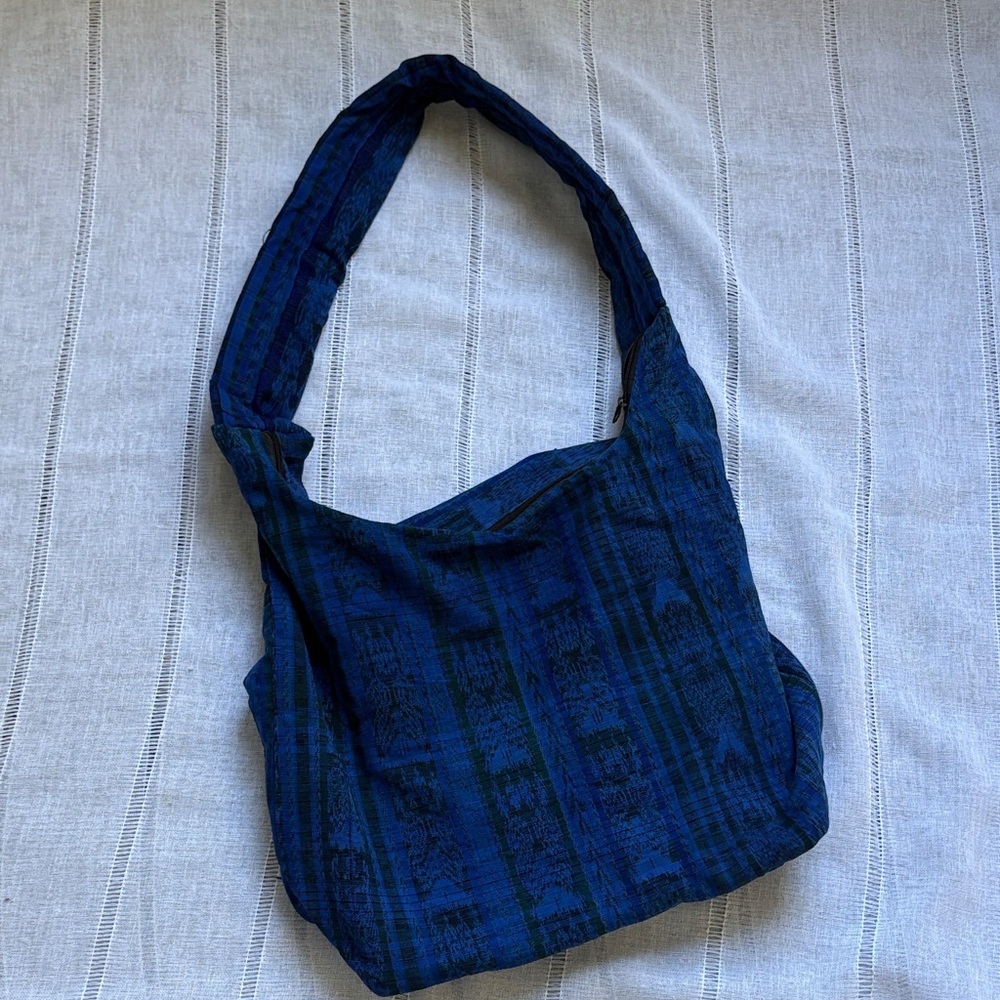 Handmade BoHo Blue Floral Shoulder Bag - Picture 6 of 13